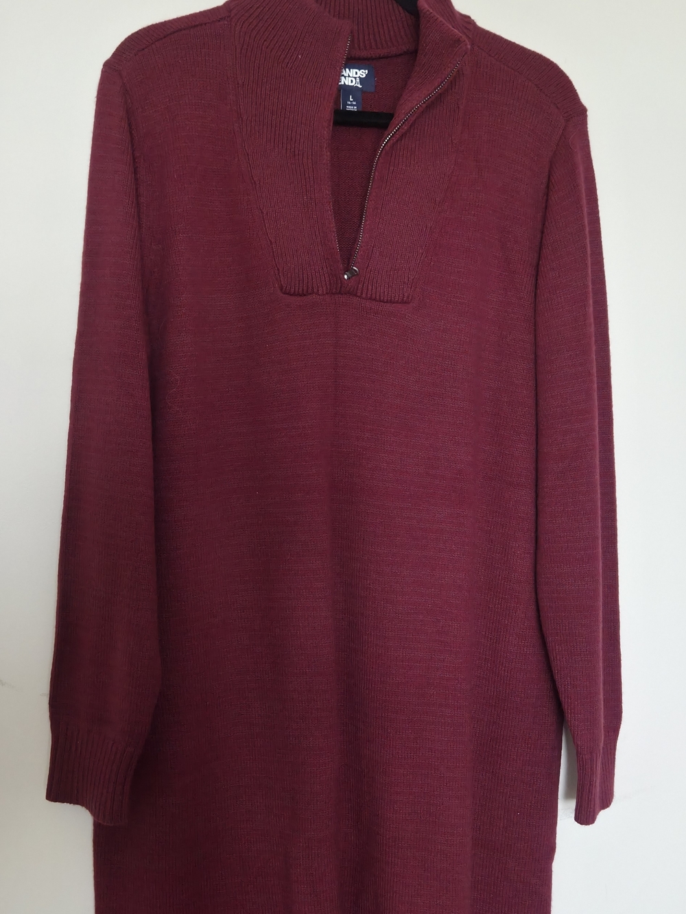 Lands' End Women's Burgundy Quarter-Zip Sweater Dress